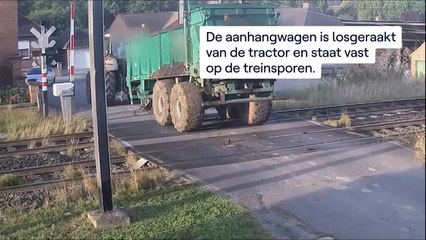 See how a high-speed TGV ploughs into a trailer stuck on a level crossing in Tournai