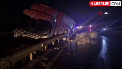 Sıvı gübre yüklü tır kaza yaptı: 1 yaralı