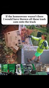 If the homeowner where not there I would have thrown all these trash can onto the truck. #shots #viral #funnyvideos
