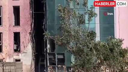 Yıllardır bitmeyen 20 katlı otel inşaatında yangın