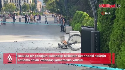 Bisikletin üzerindeki akü böyle patladı: Polis, "Hızır" gibi yetişti