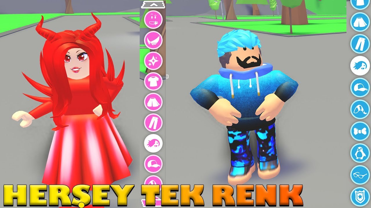24 SAAT BOYUNCA HER ŞEY TEK RENK !! [ Mavi ve Kırmızı ] | Roblox Adopt me | Roblox Türkçe