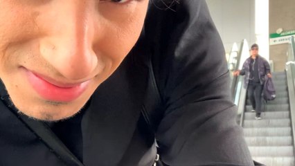 Escalator mishap: Man stumbles after noticing he is being recorded