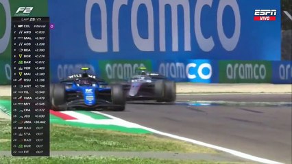 Así pasaba  Fran Colapinto  a Paul Aron para saltar al primer puesto en los últimos metros de carrera