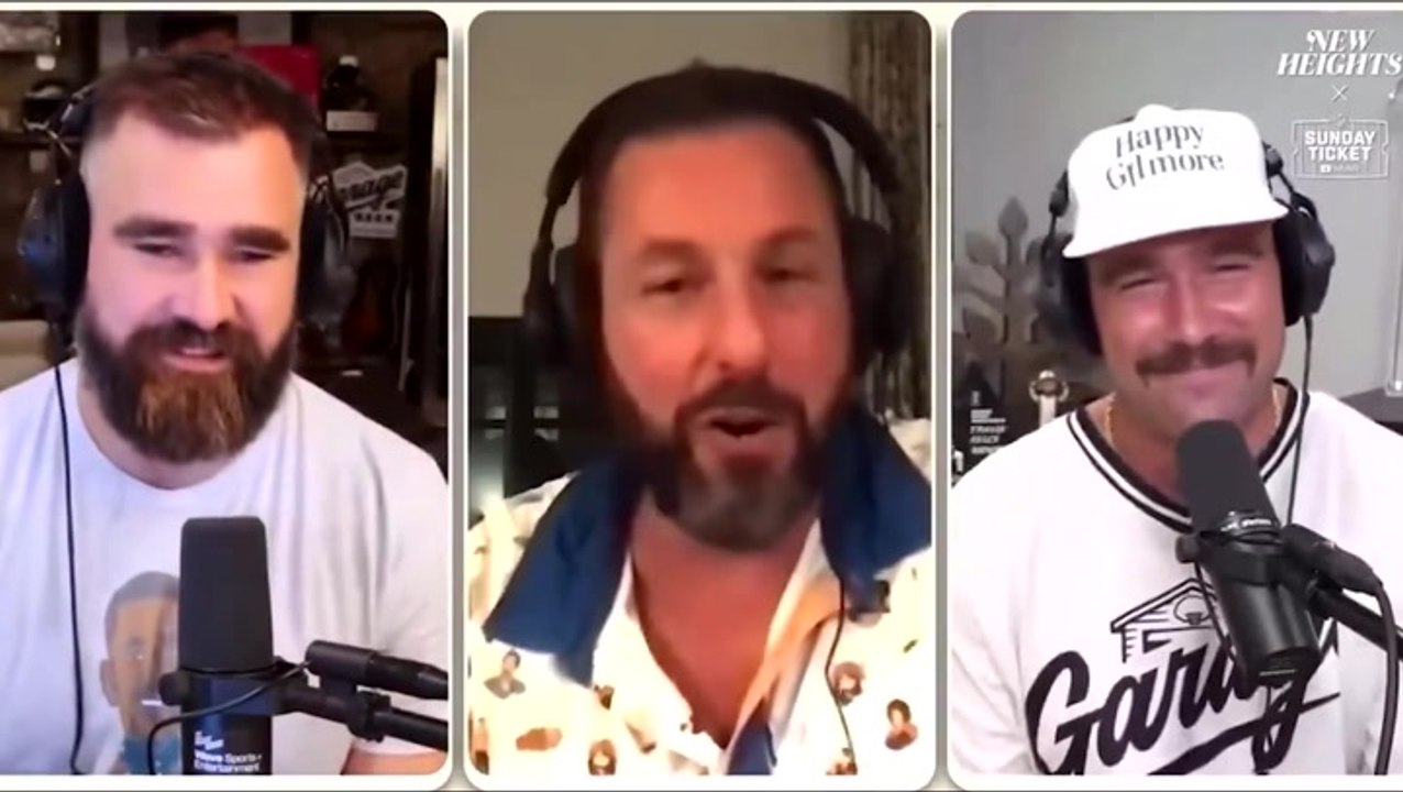 Travis Kelce beams as Adam Sandler heaps praise on Taylor Swift