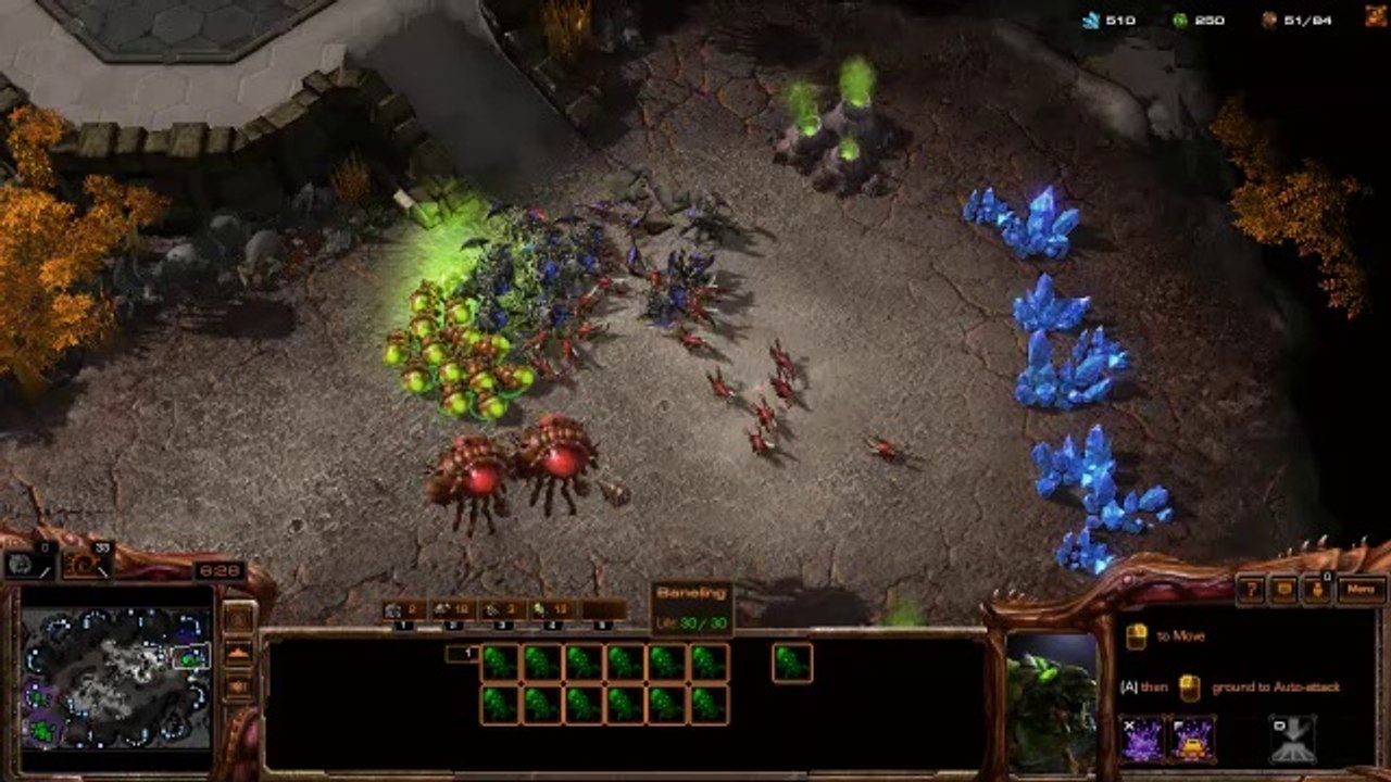 [StarCraft 2] No.0247 -- Normal-Level ZERG player fights A.I., WIN [Baneling Nest Day]