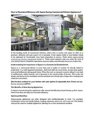 How to Maximise Efficiency with Space-Saving Commercial Kitchen Appliances