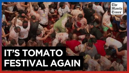 Revellers enjoy Spain's La Tomatina festival