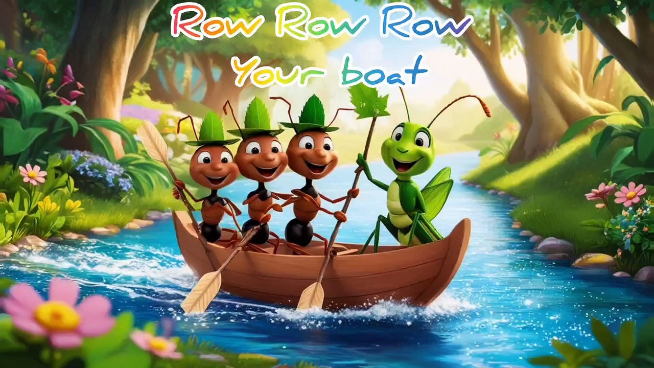 Row Row Row your boat gently down the stream song | Ants and the Grasshopper Row a Boat | Fun and Educational Nursery Rhyme for children.