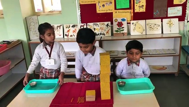 Students in Bips preschool Patiala Playing Bank Game.
