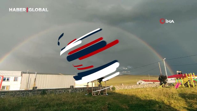 Sağanak yağış sonrası oluşan gökkuşağı hayran bıraktı