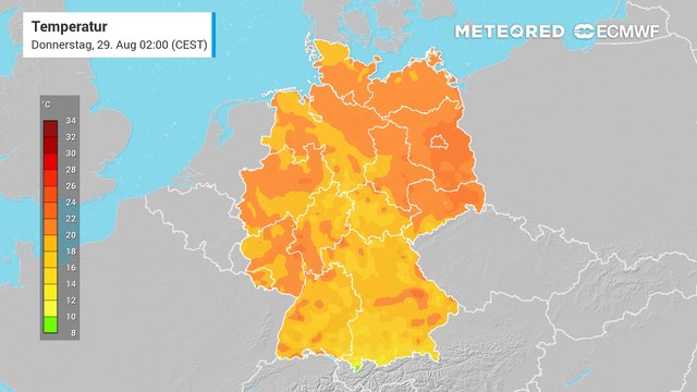 Heute bekommen wir den heißesten Tag der Woche, regional sind im Osten und Süden bis zu 35 Grad möglich.