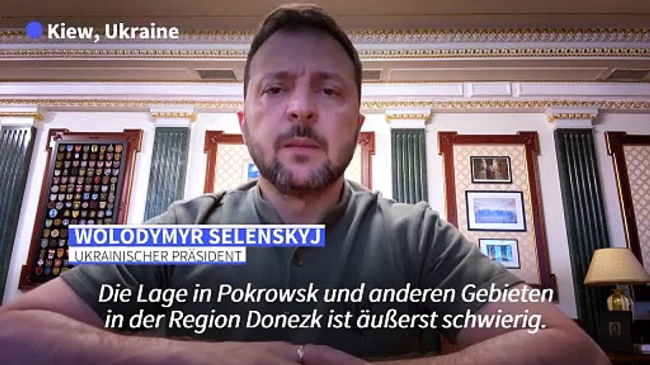 Selenskyj: Lage bei Pokrowsk im Osten der Ukraine 'äußerst schwierig'