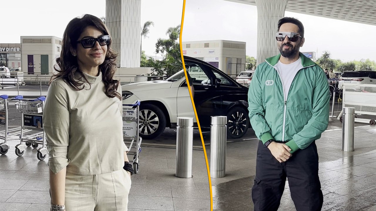 Starry Scenes As Ayushmann Khurrana & Raveena Tandon Get Clicked In Style At The Mumbai Airport