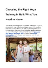 Choosing the Right Yoga Training in Bali What You Need to Know