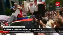 Sandra Cuevas sorprende en Venezuela al entregar bandera mexicana a María Corina Machado