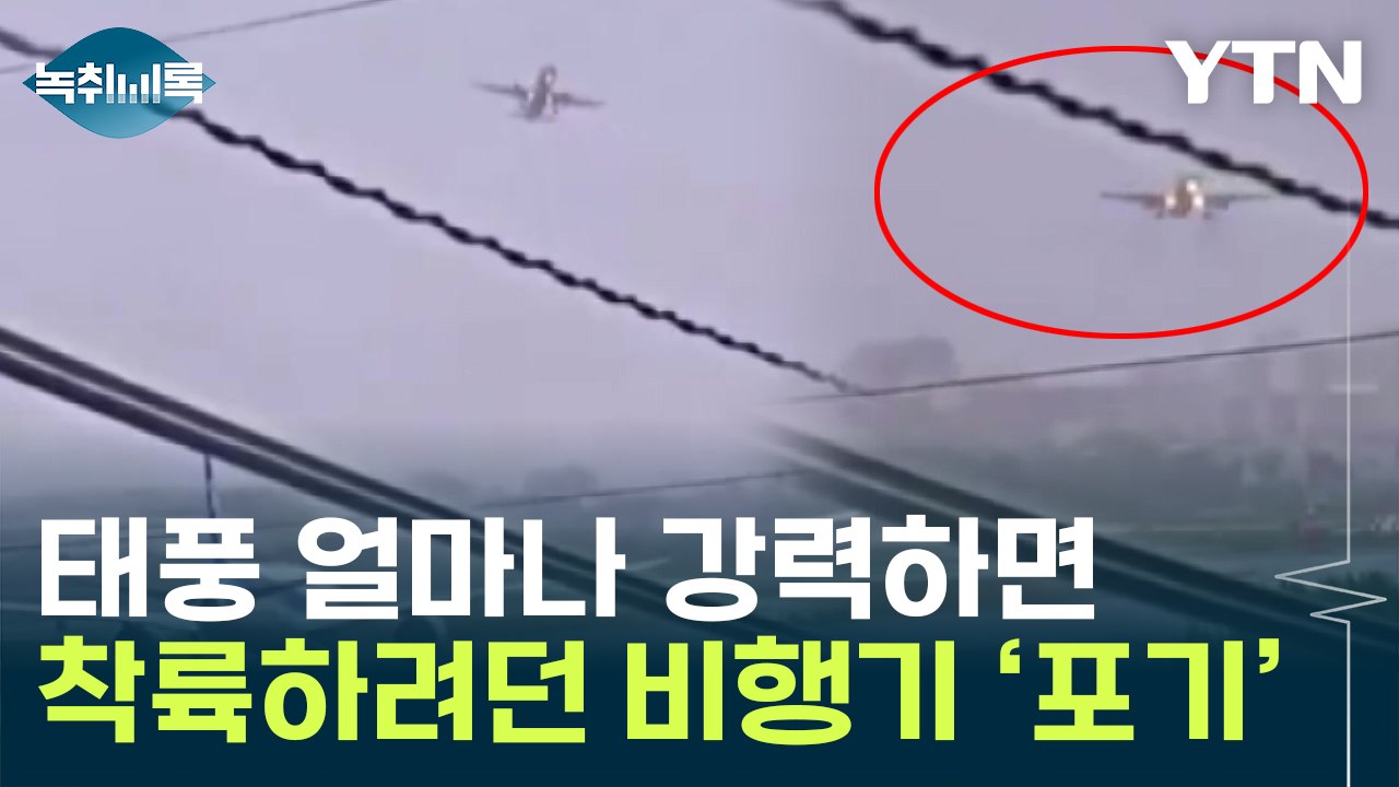 "차도 날아갈 판"...태풍 덮친 日 공항, 착륙하려던 비행기 '휘청' [Y녹취록]...