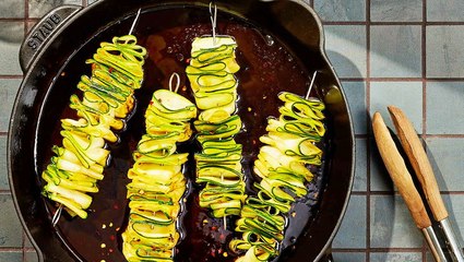 How to Make Teriyaki Zucchini Ribbon Skewers