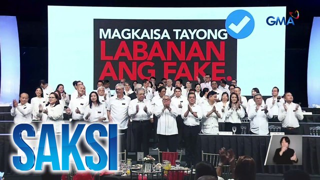 Panatang labanan ang pagkalat ng fake news, pinangunahan ng GMA Network Inc. kasama ang pinakamalalaking media at academic institutions | Saksi