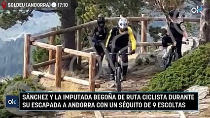 Sánchez y la imputada Begoña de ruta ciclista durante su escapada a Andorra con un séquito de 9 escoltas