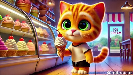 Cat steals too much ice cream