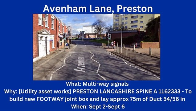 Roadworks starting in Preston & South Ribble (2/9-8/9)