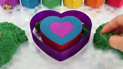 Satisfying Video Kinetic Sand Rainbow Heart Cake Cutting ASMR