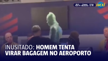 Polícia intervém em caso de homem tentando virar bagagem