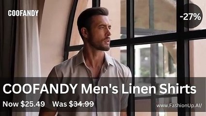 COOFANDY Men's Linen Shirts Short Sleeve Casual Shirts - FashionUp.AI