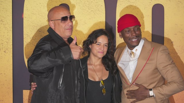 Vin Diesel and Michelle Rodriguez surprise Tyrese Gibson at the 1992 Los Angeles premiere