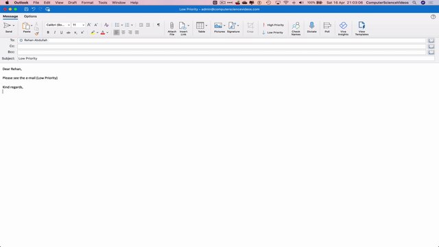 How to SEND an E-Mail with Low Priority on Microsoft Outlook Using a Mac - Basic Tutorial | New