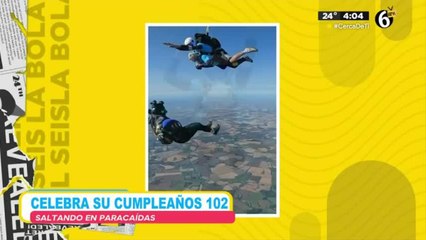 Celebra 102 años saltando en paracaídas
