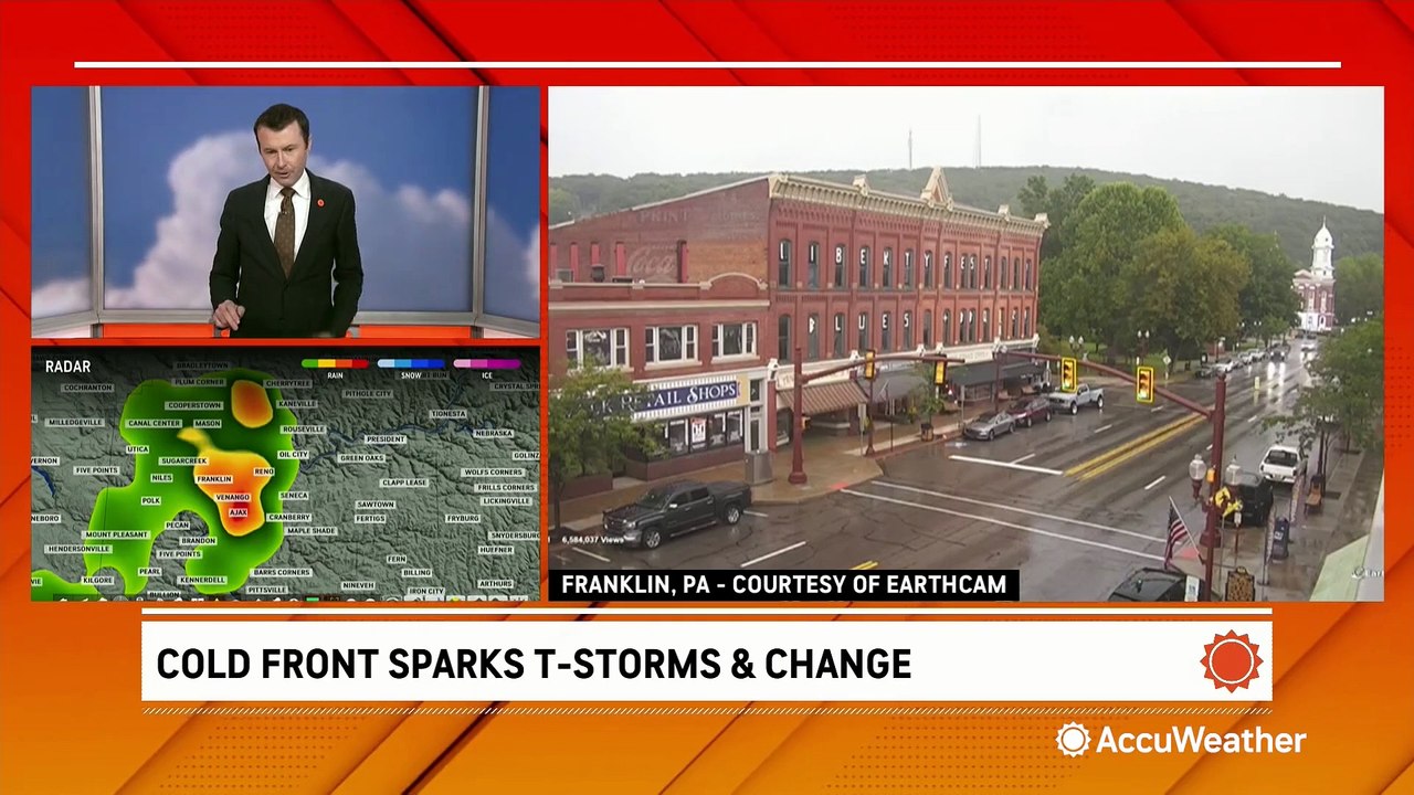 Cold front sparks thunderstorms and change from...