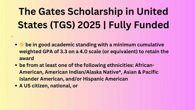 The Gates Scholarship in United States (TGS) 2025 | Fully Funded