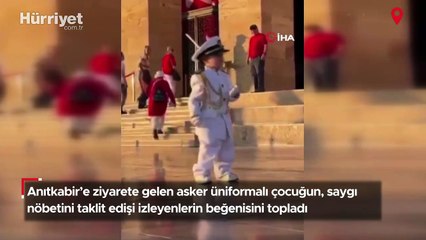 Anıtkabir’deki minik askerin tebessüm ettiren saygı nöbeti