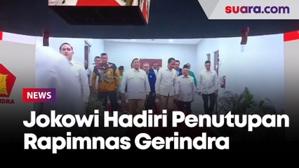 Presiden Joko Widodo, jajaran Ketua Umum Partai Politik KIM Plus Hadiri acara Penutupan Rapimnas Gerindra