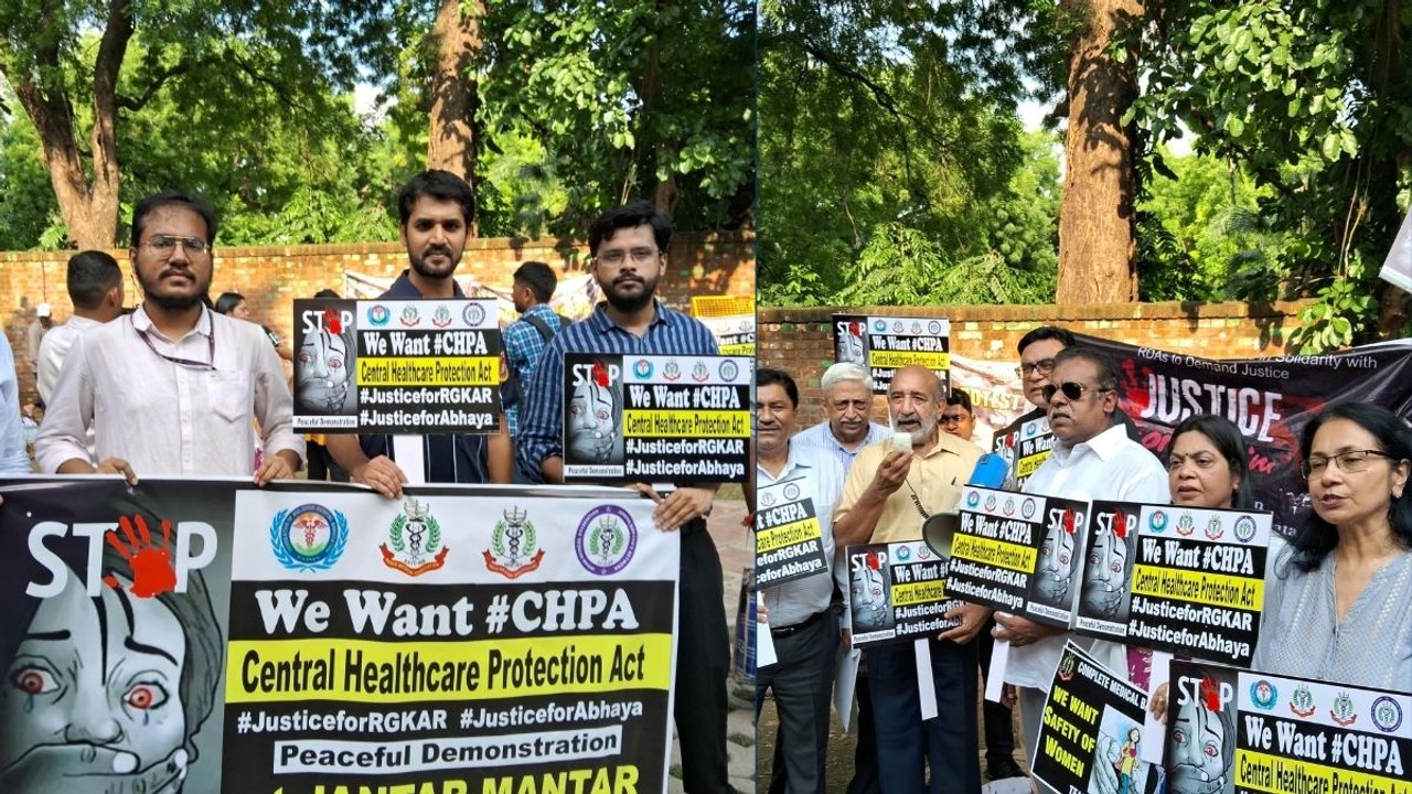 जंतर मंतर पर डॉक्टरों ने किया प्रदर्शन बोले, कोलकाता की घटना में न्याय मिलने तक जारी रहेगा प्रदर्शन