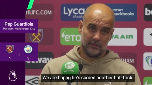 Guardiola praises Haaland's impact following West Ham hat-trick