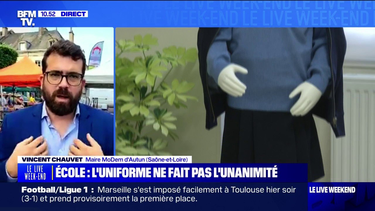 Uniforme à l'école: "L'intérêt c'est de niveler les différences, les classes sociales", affirme Vincent Chauvet, maire MoDem d'Autun (Saône-et-Loire)