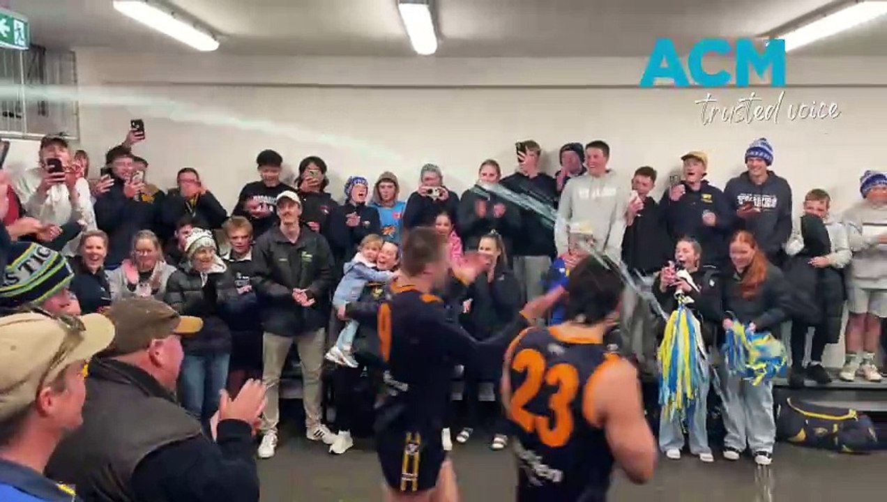 The Nhill Tigers celebrate its WFNL elimination final win on Sunday, September 1