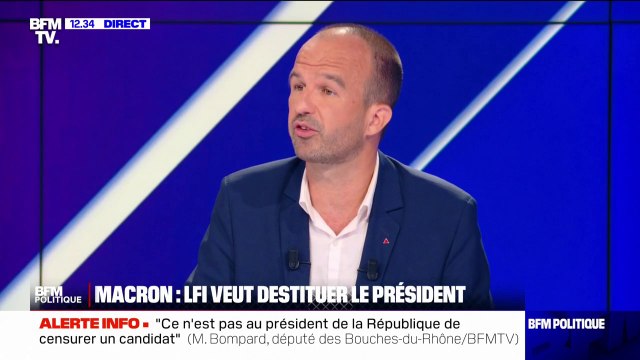 Procédure de destitution d'Emmanuel Macron: le président de la République a manqué à ses devoirs en ne respectant pas manifestement le résultat des élections législatives , selon Manuel Bompard