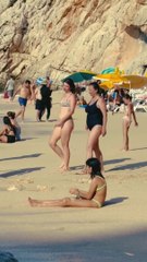 Beach lady's walking enjoy life beach summer
