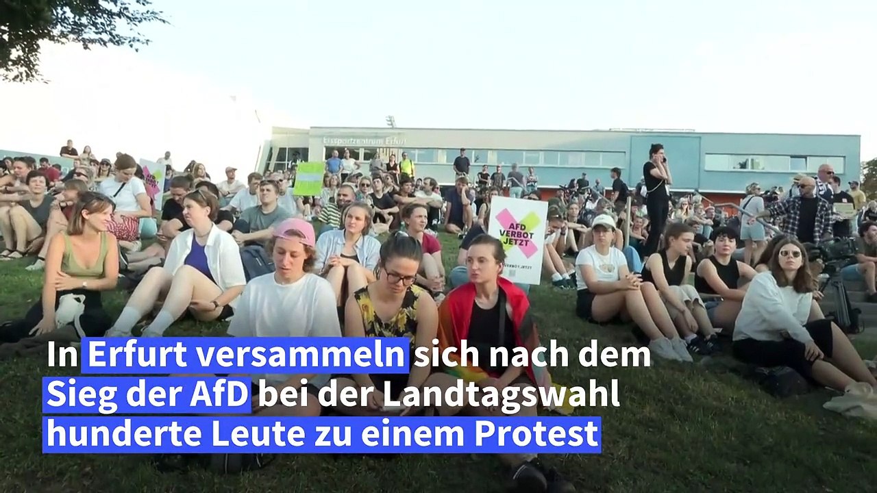 Hunderte demonstrieren in Erfurt nach AfD-Wahlsieg