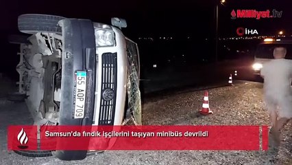 Samsun'da kontrolden çıkan minibüs devrildi: 18 yaralı