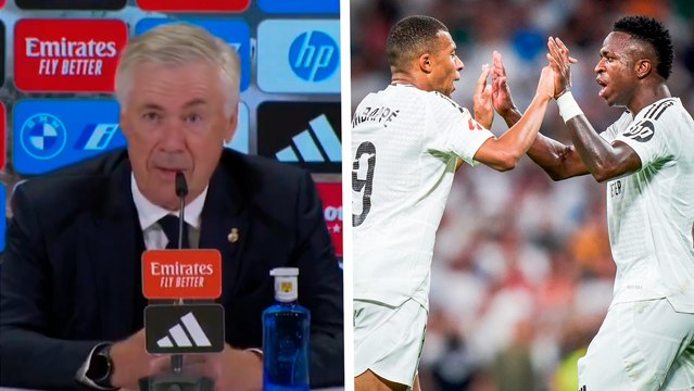 Real Madrid se impone ante el Betis y Carlo Ancelotti destaca la buena mancuerna de Kylian Mbappé y Vinicius Jr.