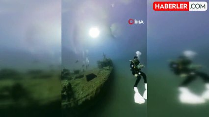 Dalgıçlar, İbrice Limanı açıklarındaki batık gemiyi görüntüledi