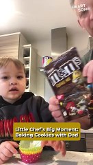 Little Boy Bakes Cookies with Dad