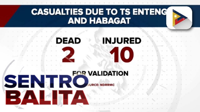Dalawa, naiulat na nasawi habang 10 ang nasugatan sa pananalasa ng Bagyong Enteng at habagat ayon sa NDRRMC