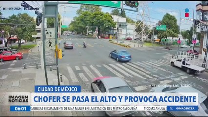 VIDEO: Chofer se pasa el alto y provoca accidente