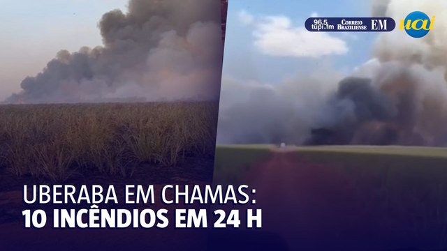 Bombeiros registram 10 incêndios em 24 horas em Uberaba